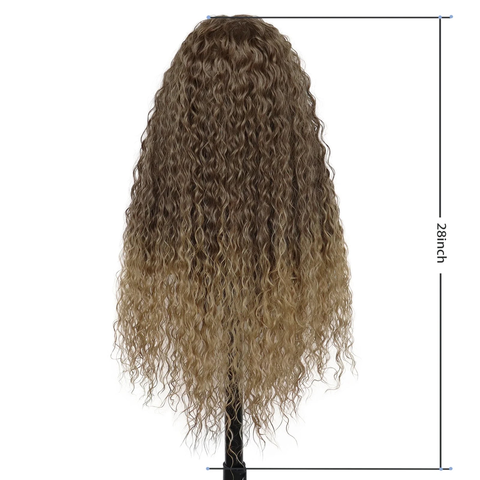 Synthetic Ombre Blonde Wigs for Women 28" Super Long Curly Wigs Free Part Hairline Ombre Wave Long Wig Carnival Party