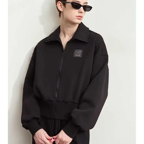 Fall Clothes 2024 Women Casual Zip Up Short Coat Women Sweatshirt Solid Turtleneck Loose Sports Streetwear Jacket 12443222