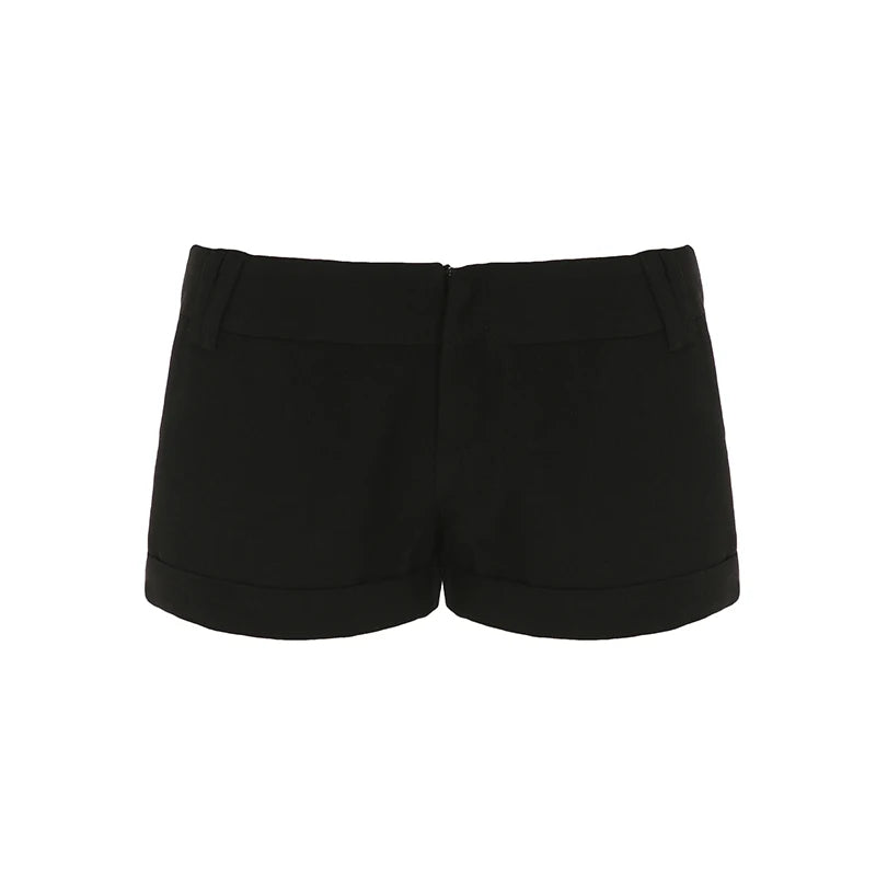 Streetwear Solid Low Waist Slimming Suit Micro Shorts Women Summer All Match Zipper-Fly Mini Bottoms Chic 2025 Trend