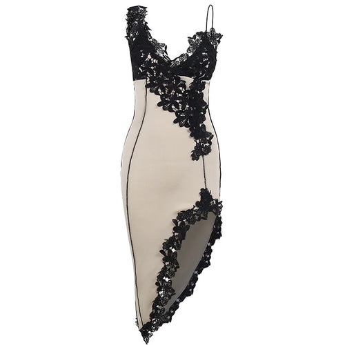 Load image into Gallery viewer, Lace High Split Sexy Midi Dress For Women Robe 2023 New Spaghetti Strap Sleeveless Deep V Neck Party Long Dress Vestido
