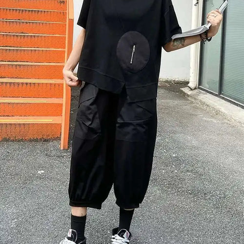 Load image into Gallery viewer, High Elastic Waist Black Pocket Thin Big Size Calf-Length Pants New Trousers Women Fashion Tide Spring Autumn 2025 1DJ0608
