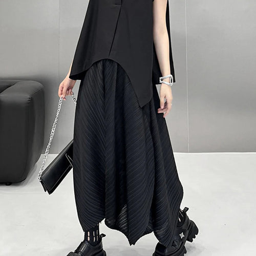 Load image into Gallery viewer, Women Black Irregular Hem Big Size Elegant Blouse New Stand Collar Sleeveless Shirt Fashion Spring Summer 2025 1DJ1465
