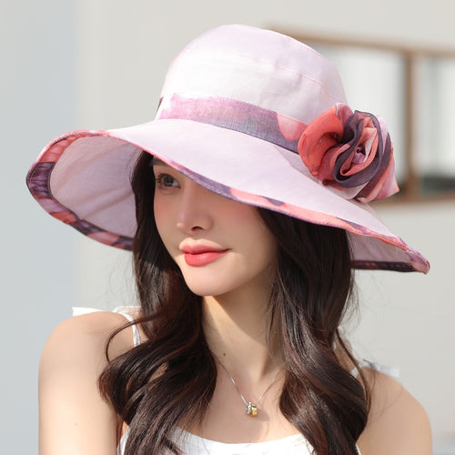 Load image into Gallery viewer, Women Summer Sun Hats Fashion Bow Flower Design Beach Hat Women Outdoor Anti-UV Travel Cap
