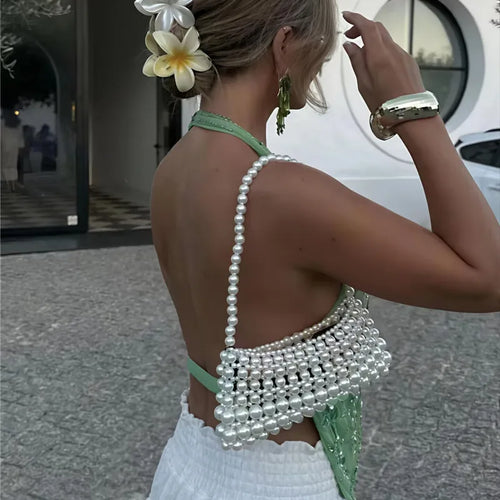 Load image into Gallery viewer, Glitter Deep V Neck Sexy Tank Tops Women Vest Pullovers Summer New Sparkle Backless Cropped Tops Elegant Beach Tops
