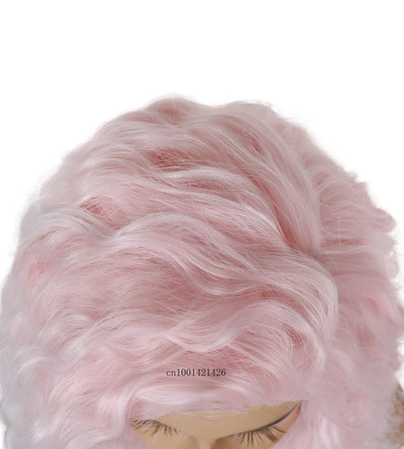Pink Cosplay Wigs Syntheitc Hair 28 Inch Long Curly Wavy Wigs for Women Carnival Party Halloween Costume WIg Ombre Pink Color