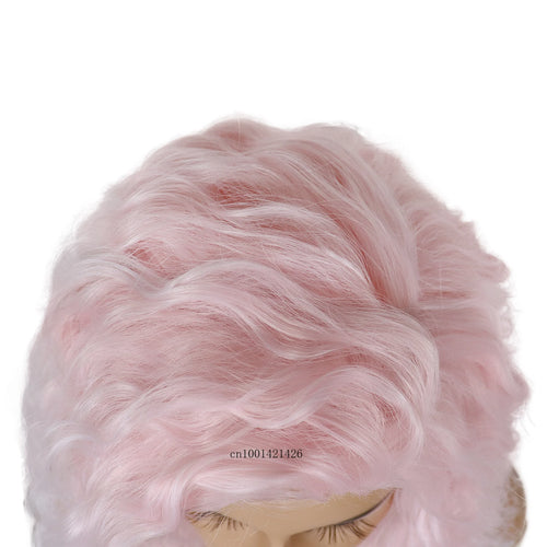 Load image into Gallery viewer, Pink Cosplay Wigs Syntheitc Hair 28 Inch Long Curly Wavy Wigs for Women Carnival Party Halloween Costume WIg Ombre Pink Color
