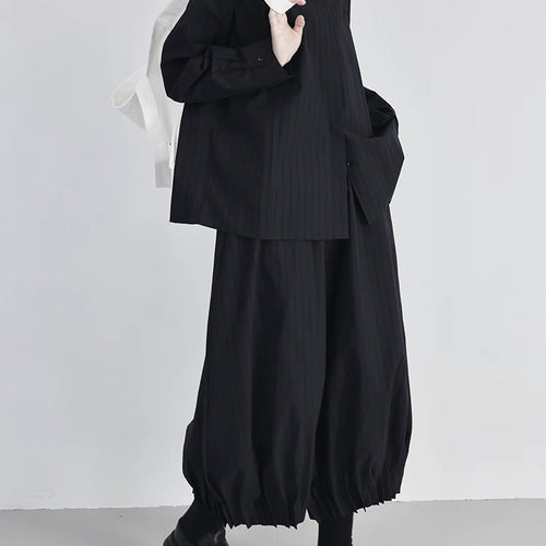 Load image into Gallery viewer, High Elastic Waist Black Striped Pleated Wide Leg Bud Pants New Trousers Women Fashion Tide Spring Autumn 2025 1DJ0832
