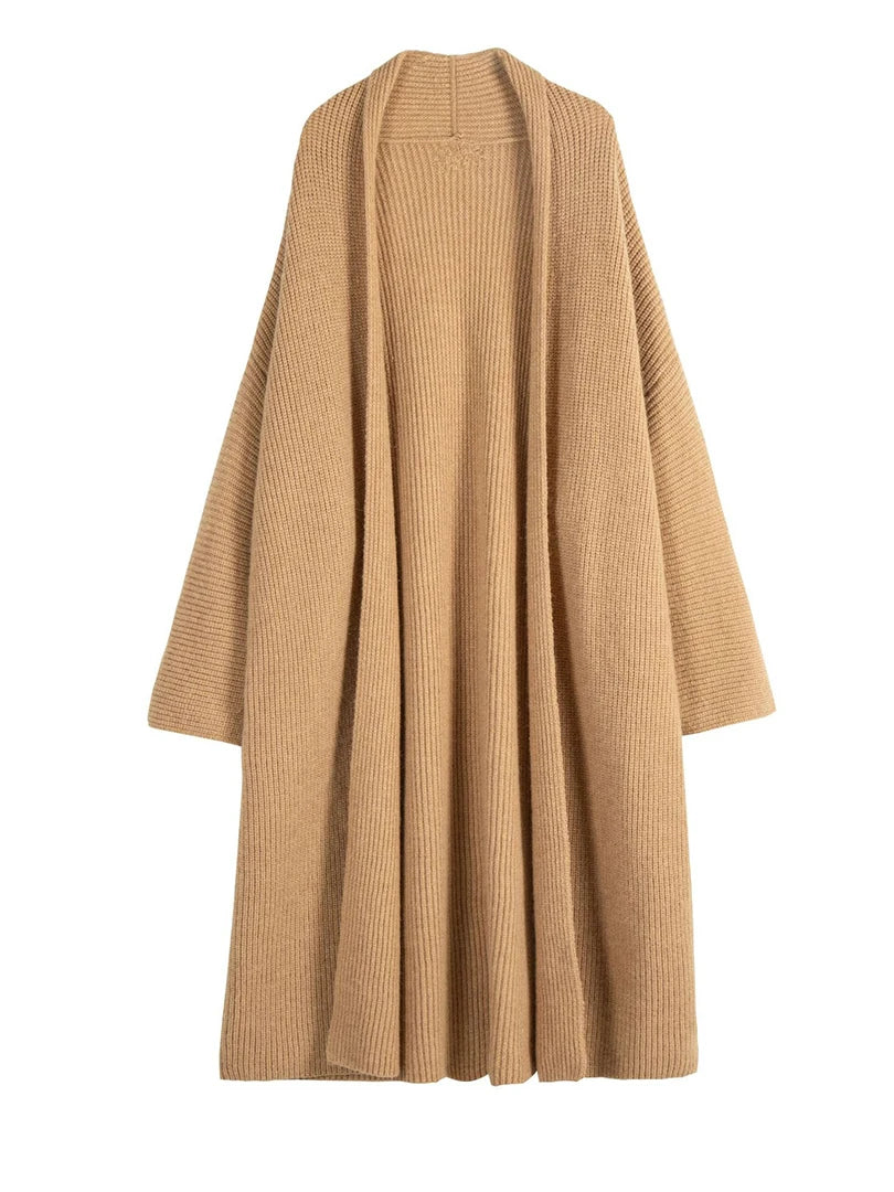 Yellow Big Size Long Knitting Cardigan Sweater V-Neck Long Sleeve Women New Fashion Tide Spring Autumn 2025 1DH6453