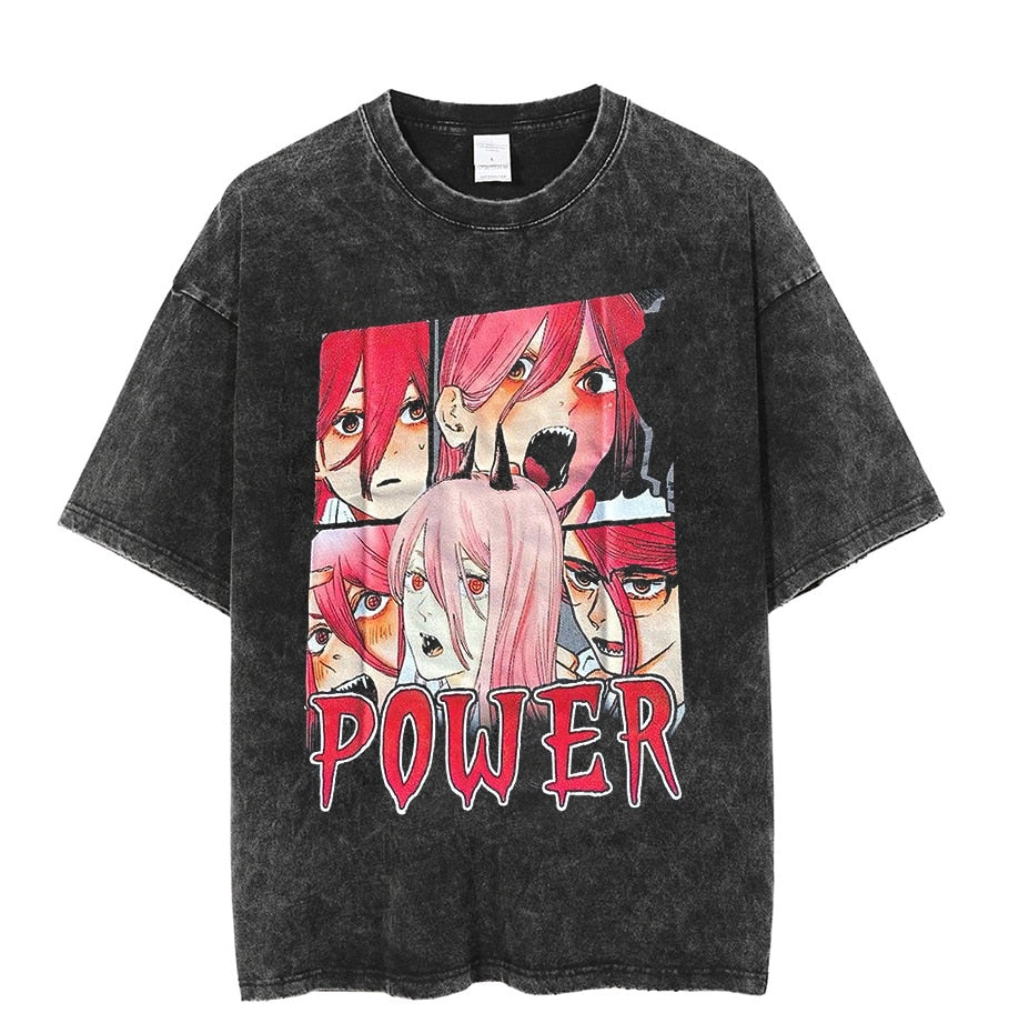 Vintage Washed Tshirts Anime T Shirt Harajuku Oversize Tee Cotton fashion Streetwear unisex top Medusa