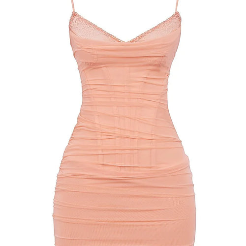 Load image into Gallery viewer, Sexy Spaghetti Strap Mesh Patchwork Double Layered Skirt Women Elastic Tight Evening Dress Elegant Slim Party Vestido
