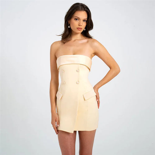 Load image into Gallery viewer, Off-shoulder Strapless Sexy Mini Dress For Women Fashion Two Pocket Backless Slim Club Party Sexy Dress Clubwear
