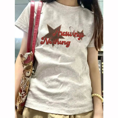 Load image into Gallery viewer, Cotton Woman Tshirts 2024 Ropa Mujer Slim Fit O-neck Short Sleeve Tees Casual Fashion Print T Shirts Korean Vintage Y2k T-shirt
