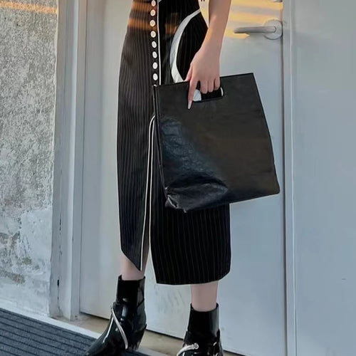 Load image into Gallery viewer, Elegant Patchwork Colorblock Skirt For Women High Waist Straight Loose Split Thigh Midi Skirts Female Clothing
