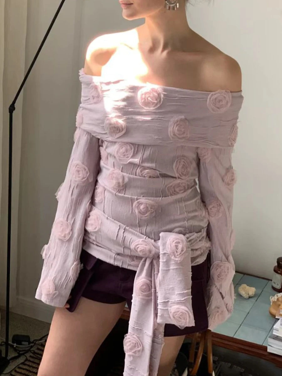 Slimming Spliced Appliques Elegant Vests for Women Slash Neck Long Sleeves Patchwork Folds Vest Female Clothing New