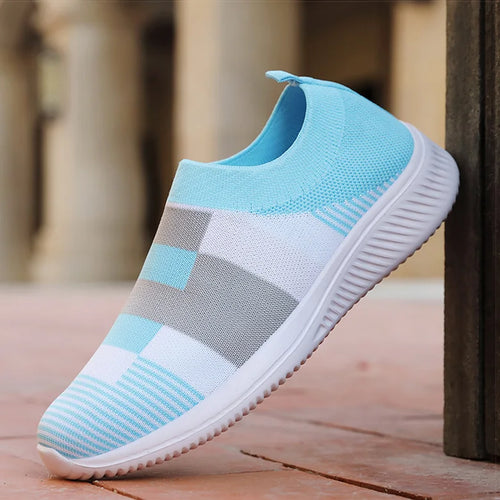 Load image into Gallery viewer, Women Shoes Vulcanized Zapatillas Mujer Knitted Sneakers Women New Flat Shoes Mix Color Vulcanize Shoes Casual Chaussure Femme
