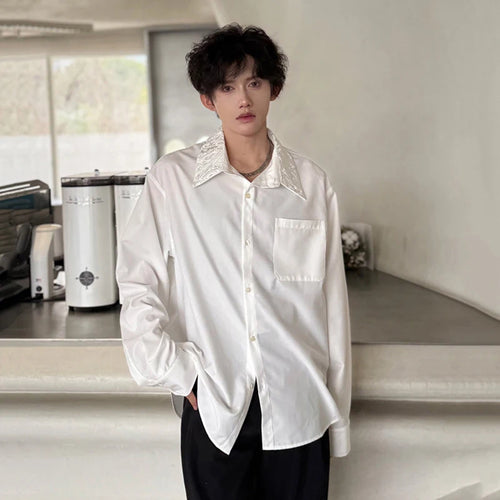 Load image into Gallery viewer, Men&#39;s Shirts Long Sleeve New Summer Embroidered Design Turn-down Collar Personalized Male Korean Style Clothing 9W1755
