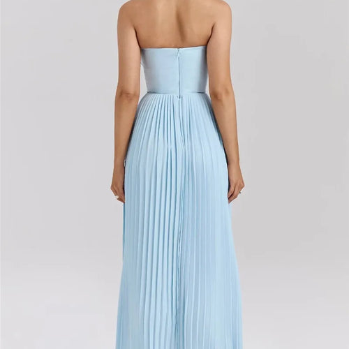 Load image into Gallery viewer, Off-shoulder Backless Pleated Maxi Dress For Women Fashion Strapless Sleeveless High Waist Bodycon Sexy Long Dress
