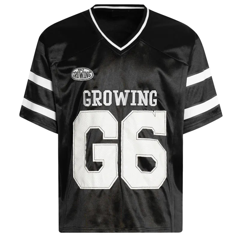 Vintage Jersey T-Shirt Y2K Embroidered Snake Patch Sports V-Neck Tshirt Streetwear Hip Hop Harajuku Casual Baggy Top Tee Shirts