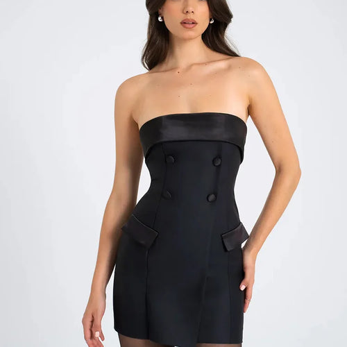 Load image into Gallery viewer, Elegant Suit  Bodycon Women Dress 2024 Autumn Winter New Sexy Strapless Skirt Fashion Party Club Backless Slim Dress
