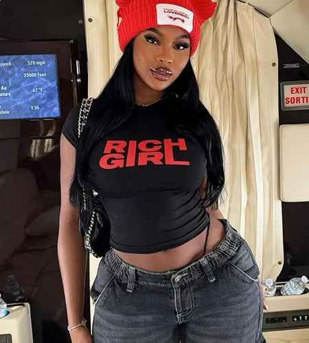 Letter Print Mini t-Shirt Women High Elasticity o-Neck Versatile Daily Street Simple Classic Summer Trend Hottie Tops