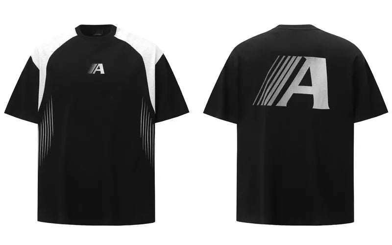 Vintage Men Tshirt Y2K Graphic Printed Racing Sports Patchwork Streetwear T-Shirts Harajuku Hip Hop Baggy Casual Cotton Tops Tee