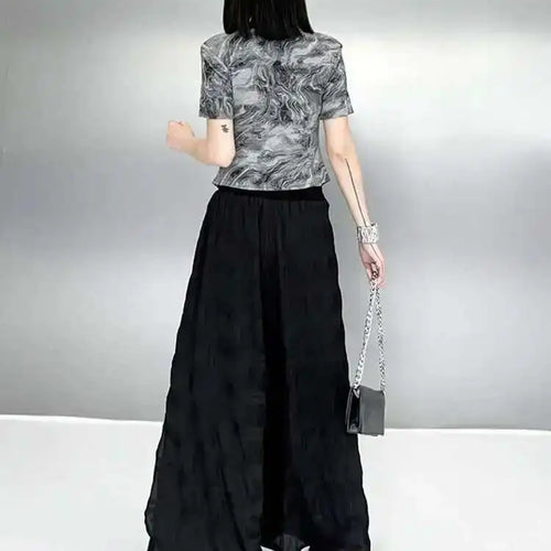 Load image into Gallery viewer, High Elastic Waist Black Pleated Chiffon Long Wide Leg Pants New Trousers Women Fashion Tide Spring Autumn 2025 1DH6500
