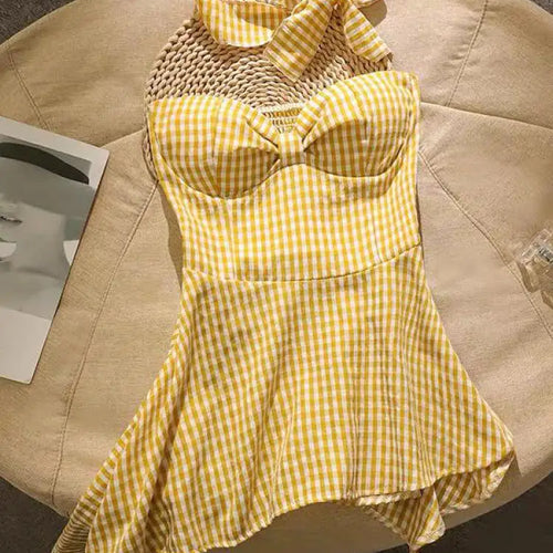 Load image into Gallery viewer, Summer French Plaid Off Shoulder Sleeveless Irregular Strapless Tops Women Backless High Waist Slim Short Top Fashion Clothing
