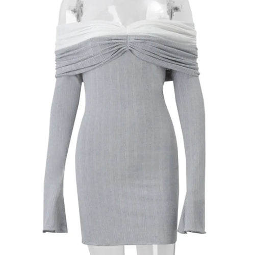 Load image into Gallery viewer, Off-shoulder Long Sleeve Sexy Mini Dress For Women Autumn New Strapless Backless Bodycon Club Party Sexy Dress Elegant
