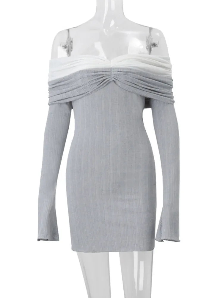 Off-shoulder Long Sleeve Sexy Mini Dress For Women Autumn New Strapless Backless Bodycon Club Party Sexy Dress Elegant