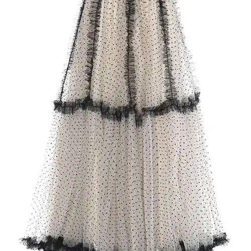 Load image into Gallery viewer, High Elastic Waist Red Dot Mesh Ruffles Elegant A-line Half-body Skirt Women Fashion Tide New Spring Autumn 2025 1DH6335
