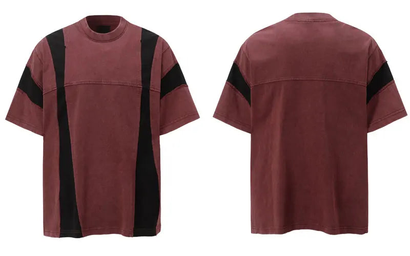 Men Vintage T-Shirt Y2K Grunge Patchwork Sport Urban Tshirt Streetwear Hip Hop Harajuku Punk Gothic Baggy Casual Cotton Top