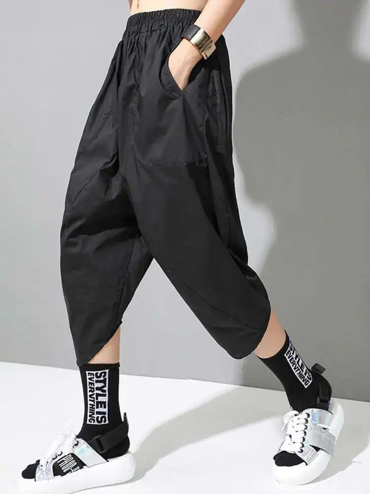 High Elastic Waist Black Pleated Casual Harem Pants New Loose Fit Trousers Women Fashion Tide Spring Autumn 2025 1DF4713
