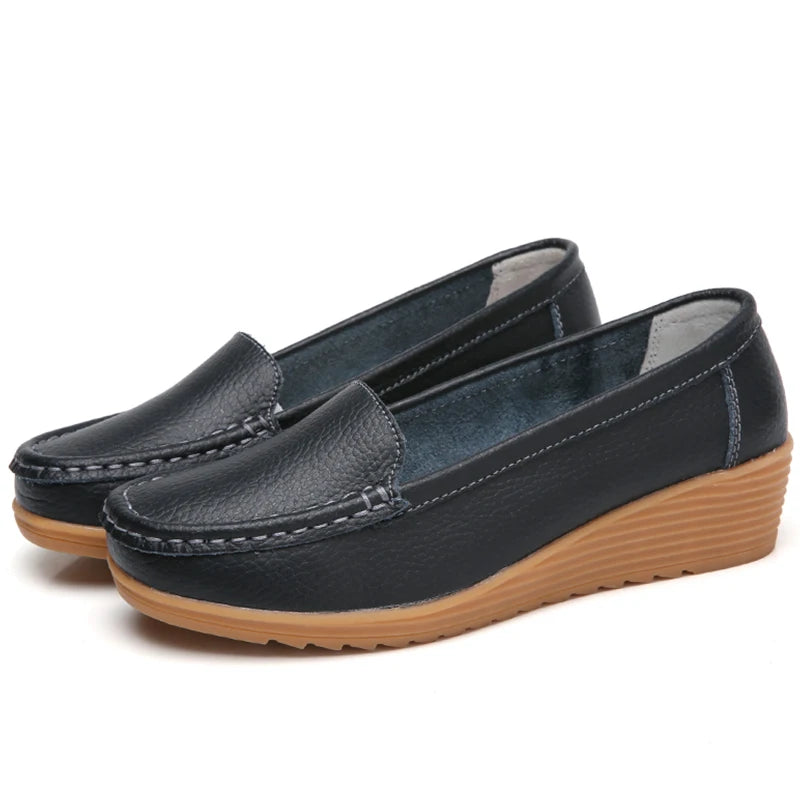 Woman Shoes Women Leather Shoes Slip-on Flat Shoes Women's Loafers White Zapatos De Mujer Comfortable Casual Footwear Women 2025