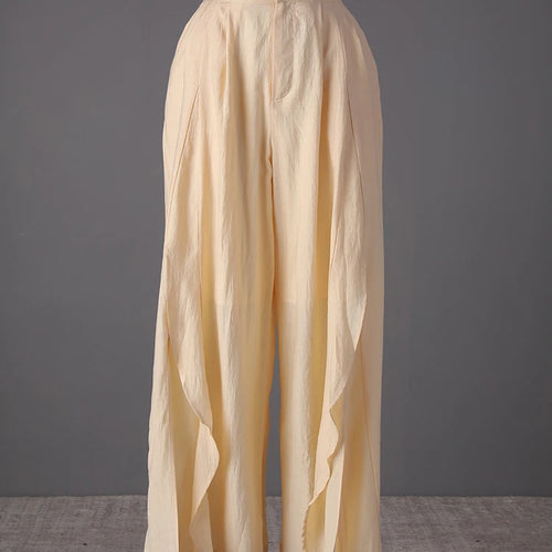 Load image into Gallery viewer, High Waist Yellow Irregular Ruffles Wide Leg Long Pants New Trousers Women Fashion Tide Spring Autumn 2025 CPG3259
