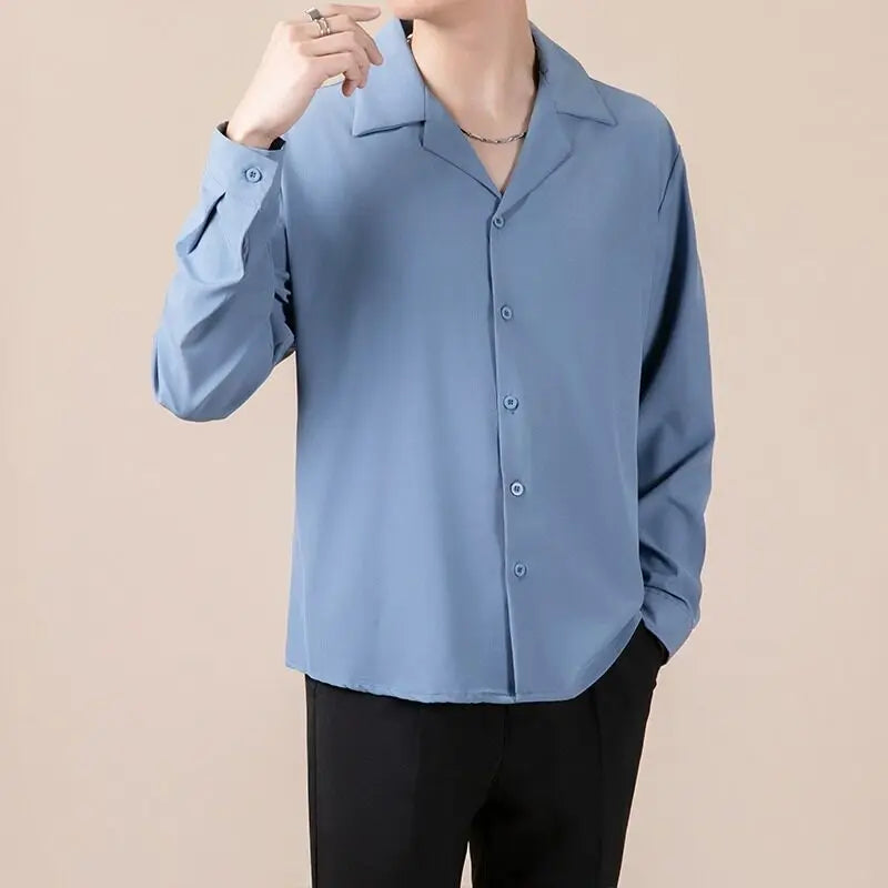 Male Shirts Spring Autumn Tide Loose Casual Style Men's Long Sleeved Turn-down Collar New Fashionable Shirts 9W120501