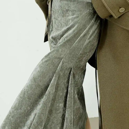 Load image into Gallery viewer, High Waist Gray Green Rhinestones Irregular Elegant Half-body Skirt Women Fashion Tide New Spring Autumn 2025 1DH8207
