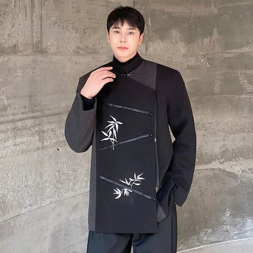 Load image into Gallery viewer, Retro Style Suit Jacket Embroidery Color Blocking Loose Blazers Men&#39;s Chinese Stand Collar Thickening 2024 Winter 9C8720
