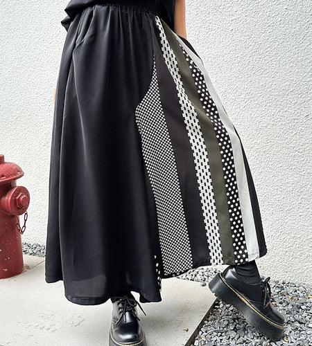 High Elastic Waist Black Dot Color-block Long Wide Leg Pants New Trousers Women Fashion Tide Spring Autumn 2025 1DJ0896