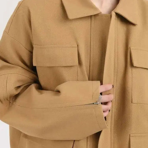 Load image into Gallery viewer, Khaki Big Size Coat Wide Leg Pants Two Piece Suit New Lapel Long Sleeve Women Fashion Tide Spring Autumn 2025 28W105
