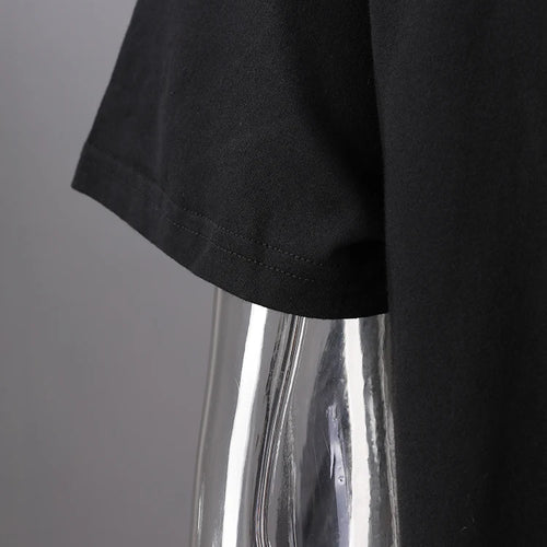 Load image into Gallery viewer, Women Black Ruffles Irregular Big Size Mini Dress New Round Neck Short Sleeve Fashion Tide Spring Summer 2025 1DH9574
