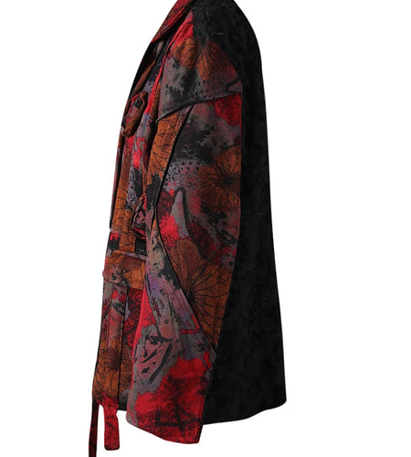 Women Black 3d Flower Ribbon Irregular Big Size Blazer New Lapel Long Sleeve Jacket Fashion Spring Autumn 2025 21Z8002