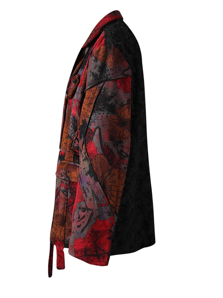 Women Black 3d Flower Ribbon Irregular Big Size Blazer New Lapel Long Sleeve Jacket Fashion Spring Autumn 2025 21Z8002