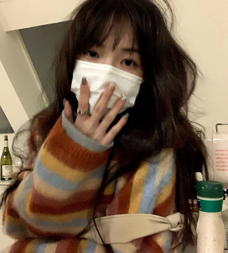 Vintage Striped Cardigan Korean Chic Y2k Aesthetic Sweater Coat 2025 Autumn New Harajuku Kardigany Jumper Pull  Femme