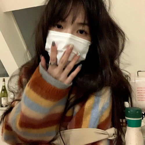 Load image into Gallery viewer, Vintage Striped Cardigan Korean Chic Y2k Aesthetic Sweater Coat 2025 Autumn New Harajuku Kardigany Jumper Pull  Femme
