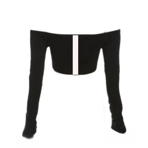 Load image into Gallery viewer, Harajuku Hollow Out Cross Letter Print Women's T-Shirts Y2k Grunge Slash Neck Tees Sexy Slim All Match Long Sleeve Crop Top
