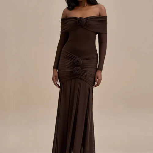 Load image into Gallery viewer, Elegant Mesh Patchwork Long Sleeve One Shoulder Bodycon Party Evening Dress Women Sexy Backless Slim New 2025 Vestido
