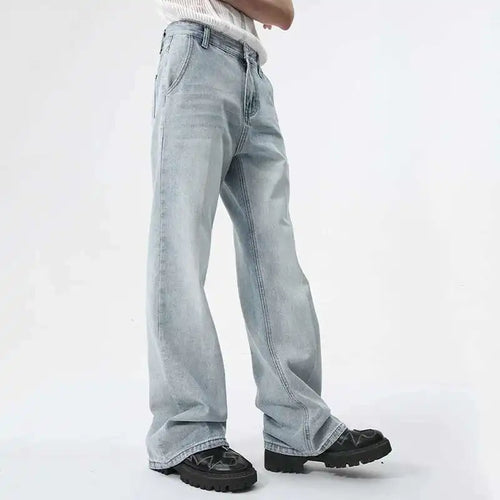 Load image into Gallery viewer, Minimalist Men&#39;s Jeans Solid Color Washed Boot Cut Trousers Straight Loose Wide Leg Male Bottom High Street Menwear 9C5978
