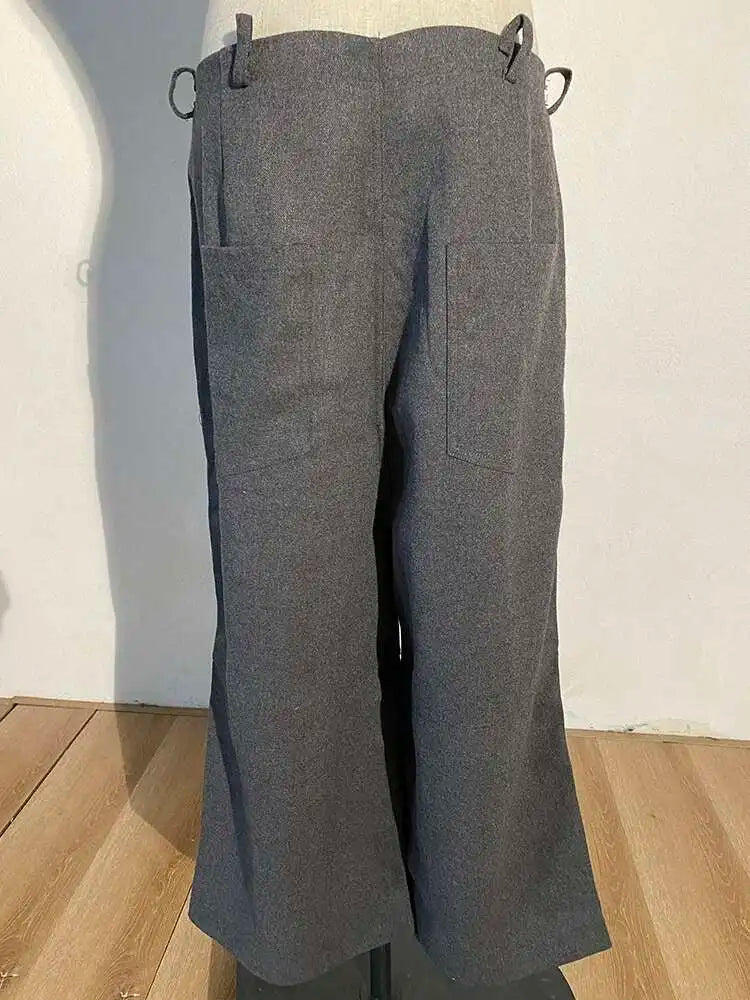 High Waist Gray Brief Pleated Long Wide Leg Trousers New Loose Fit Pants Women Fashion Tide Spring Autumn 2025 YA77402