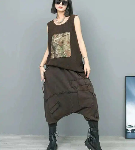 High Elastic Waist Brick Red Pocket Casual Long Cross Pants New Trousers Women Fashion Tide Spring Autumn 2025 1DH6430