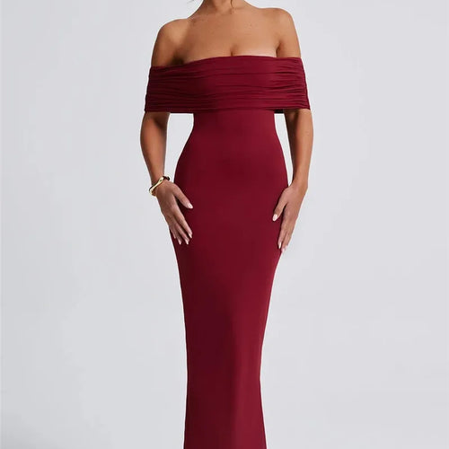 Load image into Gallery viewer, Strapless Backless Sexy Maxi Dress For Women Black Solid Off-shoulder Sleeveless Bodycon Club Party Long Dress Elegant
